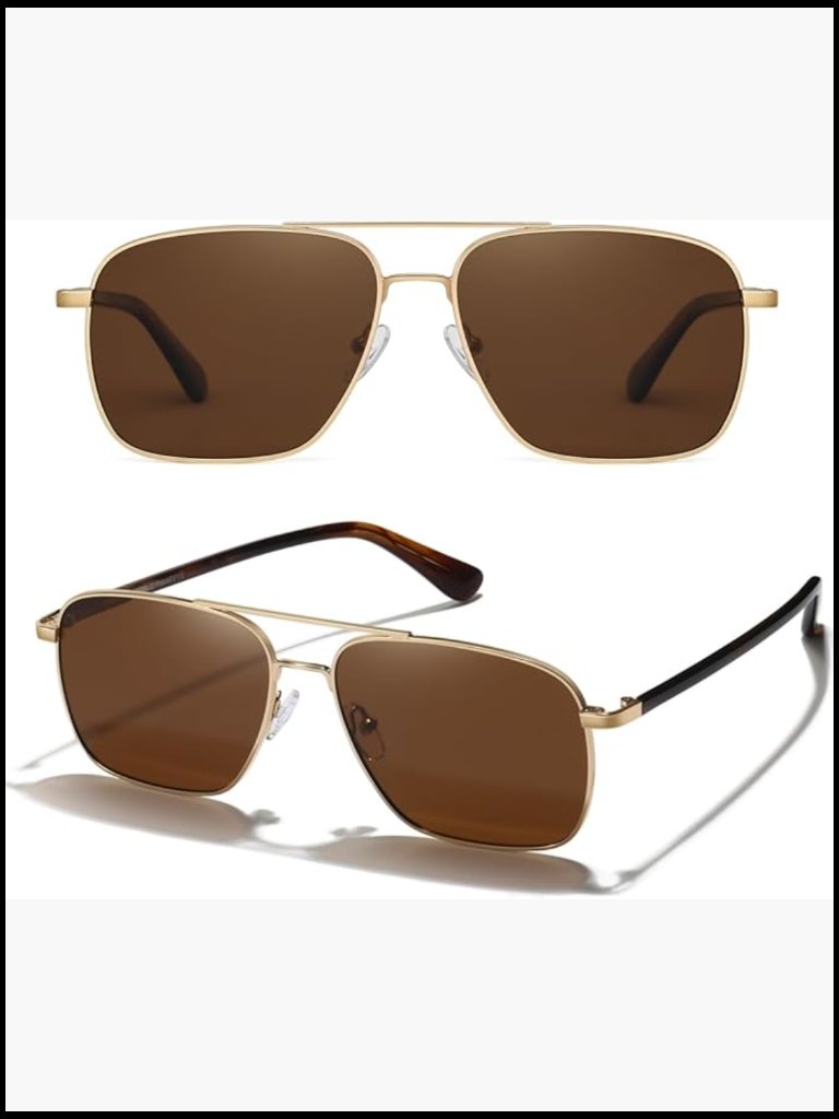 Xl Polarized Square Aviator Sunglasses Uv400 Retro Navigator